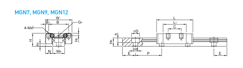上银微型直线香蕉视频APP下载MGN9C安装孔距是多少？